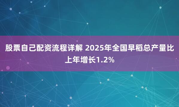 股票自己配资流程详解 2025年全国早稻总产量比上年增长1.2%